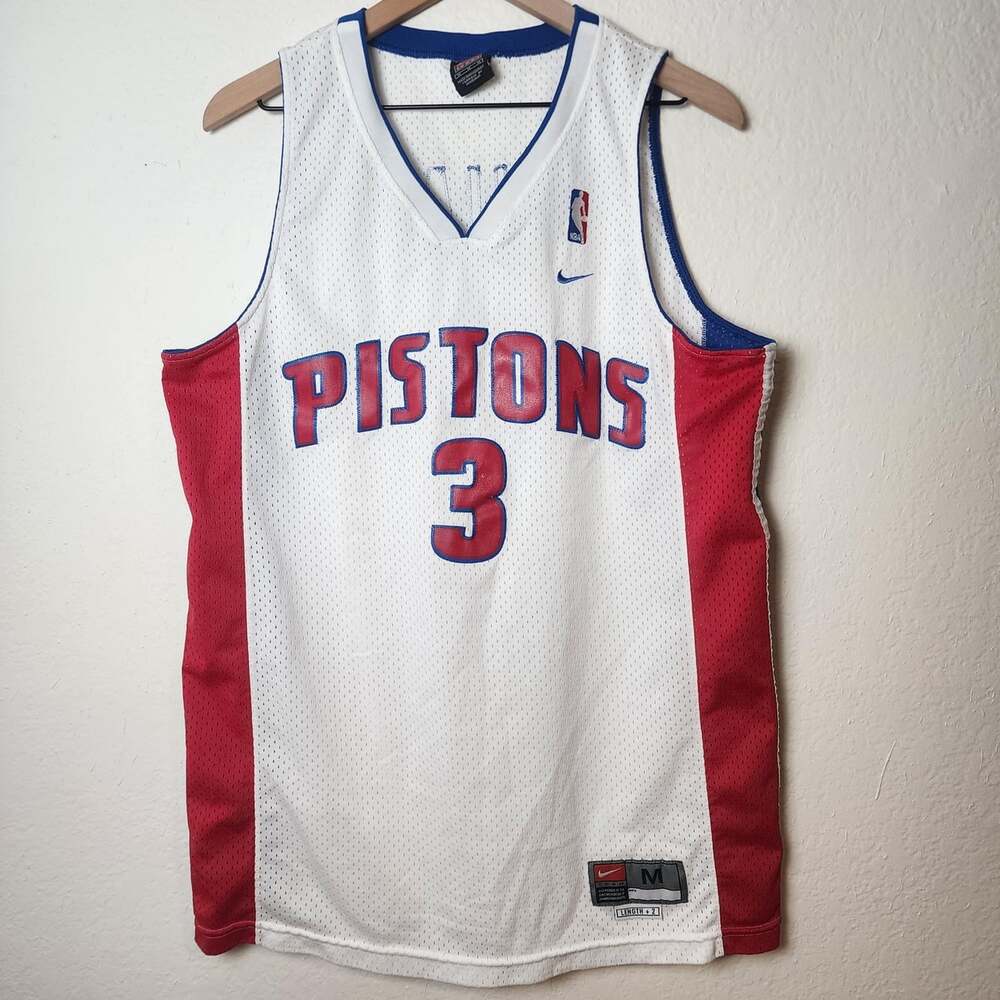 Detroit Pistons Jersey Mens Medium White NBA Basketball Nike Ben Wallace 3